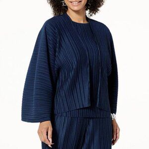 Wynne Layers Pear Green Yellow Plisse Pleated Knit Shrug Cardigan 2X